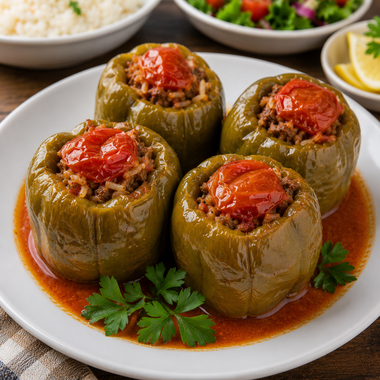 Akali Catering günlük menü — zeytinyağlı sebze yemeği ve tahıl salatası